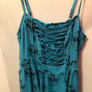 Hot topic blue dress with corset front detail
